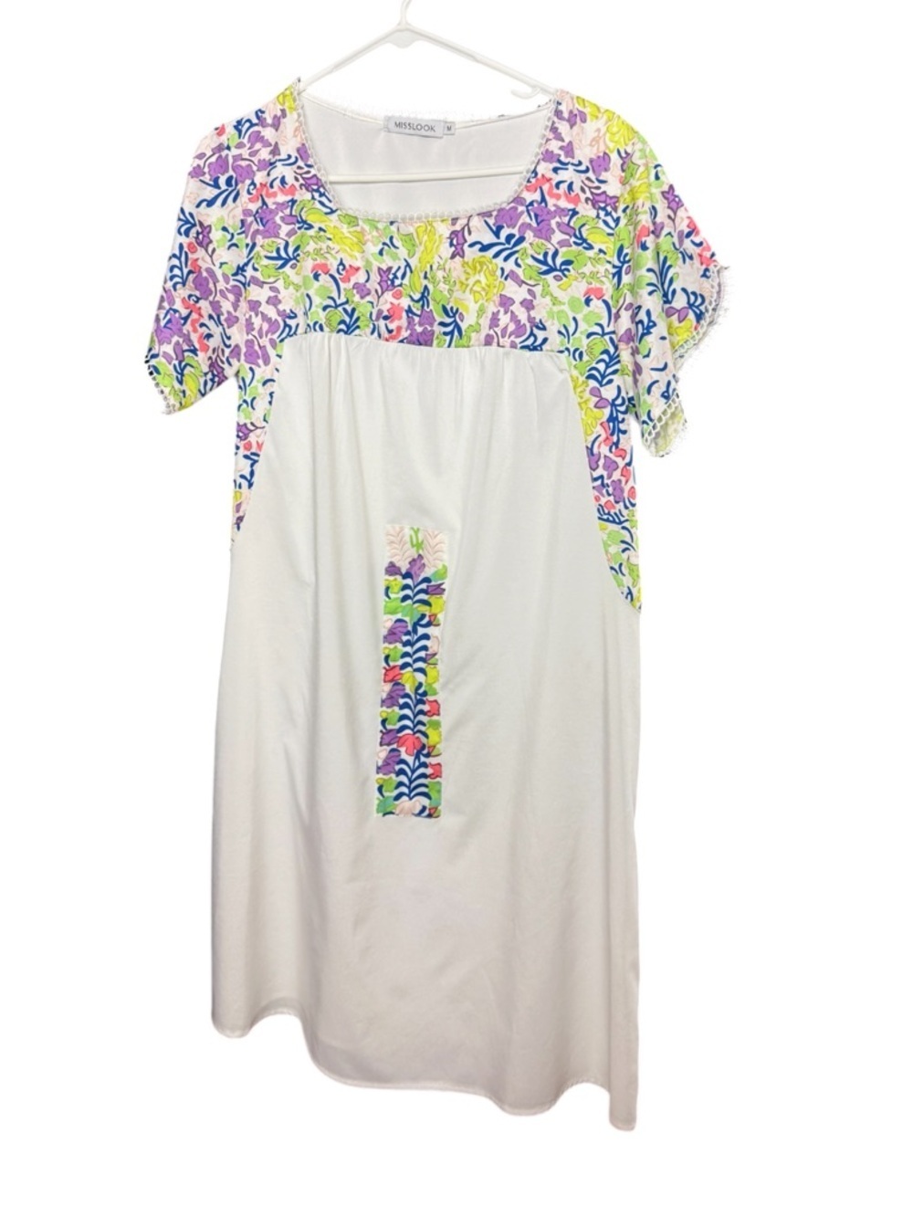 MISSLOOK Floral Embroidered Cotton Dress size medium, cotton